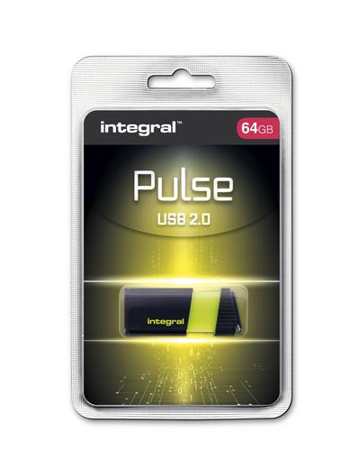 Integral 64GB Pulse USB Flash Drive - Yellow