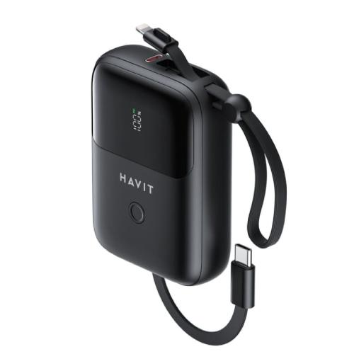 Havit PB5215 PD22.5W USB-C and Apple Lightning 10,000 mAh Powerbank - Black