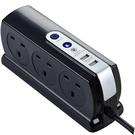 Masterplug 6 Socket 2M Surge Protected 2x USB Extension Lead - Gloss Black