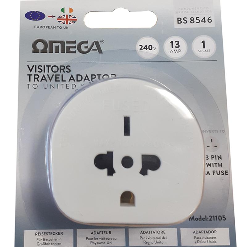 Omega Visitors Travel Adapter to UK