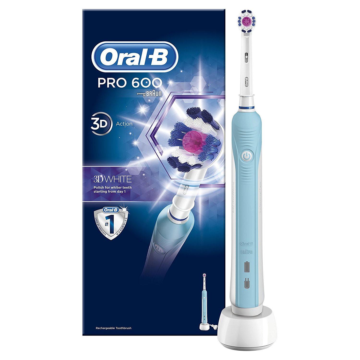 Oral B PRO 600 3D White & Clean Rechargeable Electric Toothbrush £23.99 ...