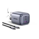 UGREEN USB C 65W For MacBook / Iphone 15 / 16 Nexode Foldable 3-Port GaN Fast Charger Plug  with USB C Cable