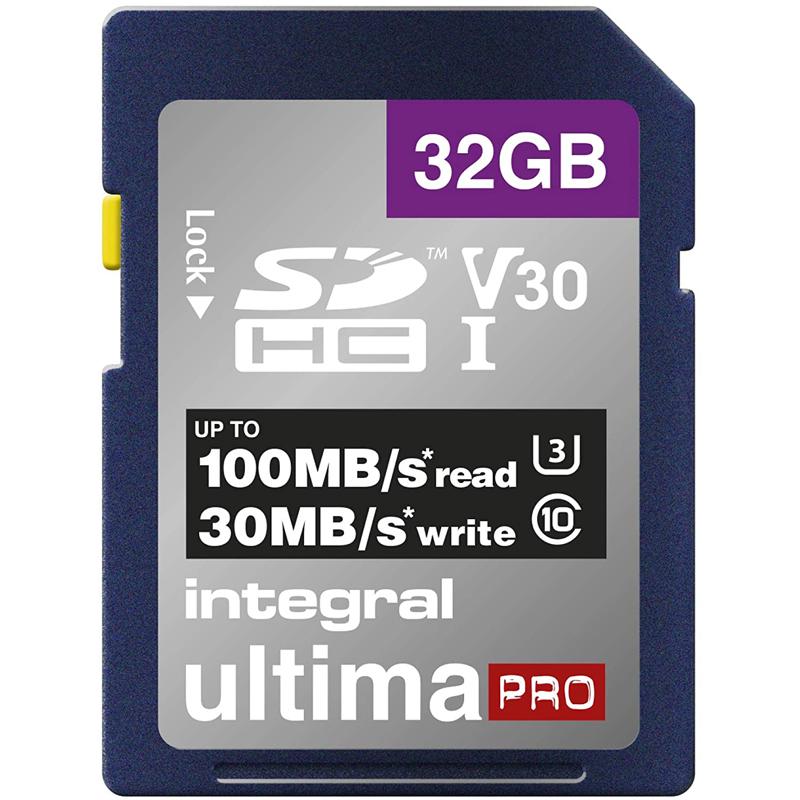 Integral 32GB UltimaPRO V30 Premium SD Card (SDHC) UHS-I U3 - 100MB/s