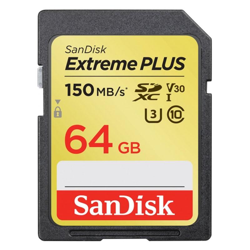 SanDisk 64GB Extreme Plus V30 SD Card (SDXC) UHS-I U3 - 150MB/s
