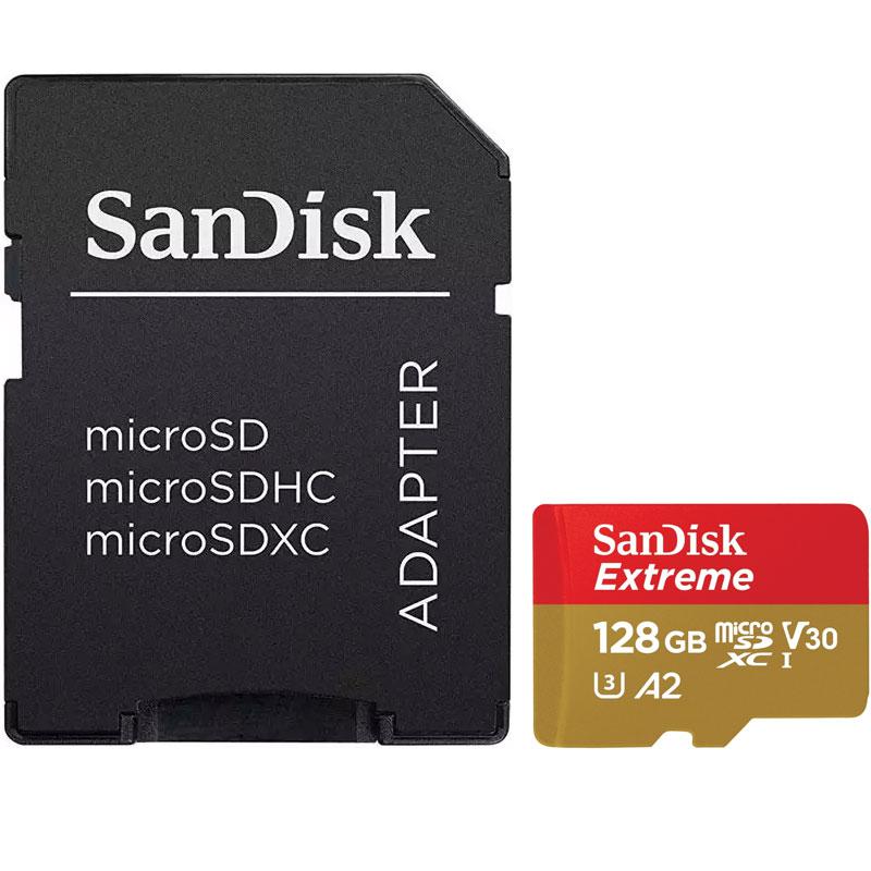 SanDisk 128GB Extreme A2 V30 Micro SD Card (SDXC) UHS-I U3 + Adapter- 160MB/s