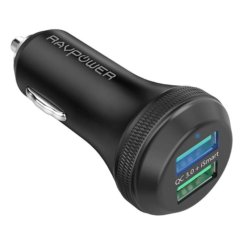 RAVPower 3A 2 Port Quick Charge 3.0 USB Car Charger - Black