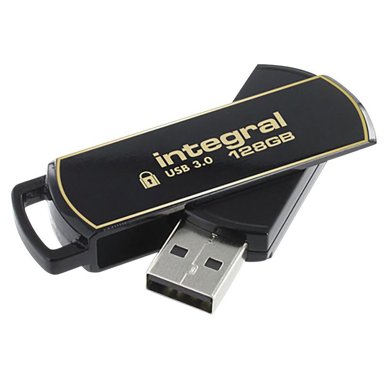 Integral 128GB Secure 360 Secure Lock II Encrypted USB 3.0 Flash Drive - 80MB/s