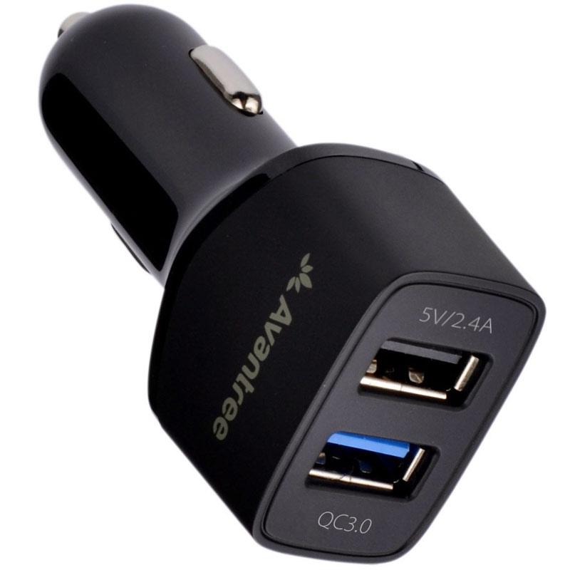 Avantree Dual USB Quick Car Charger - Black
