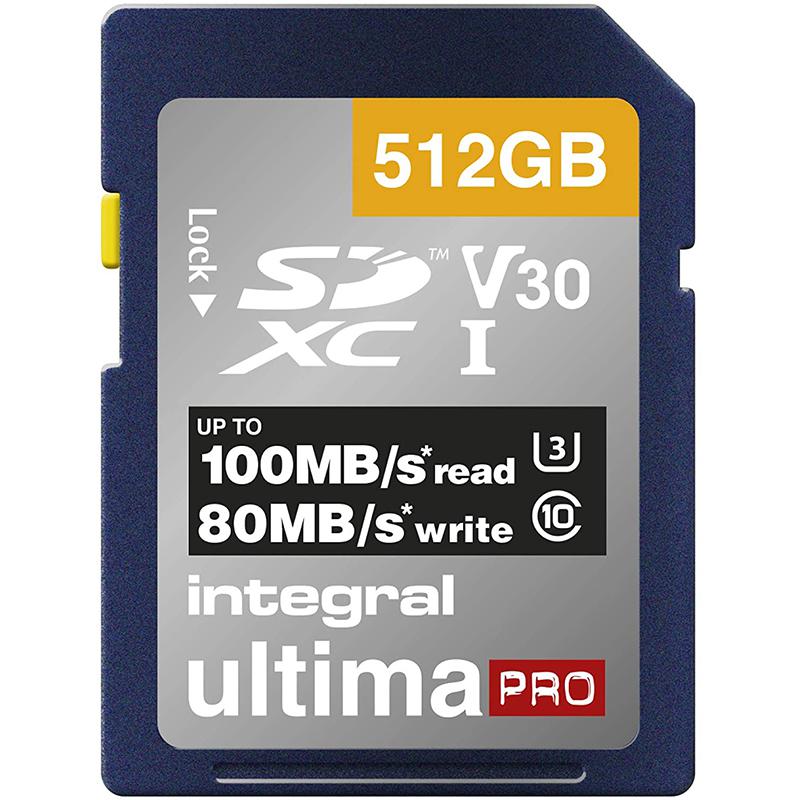 Integral 512GB Ultima PRO Premium SD Card (SDXC) V30 UHS-I U3 - 100MB/s