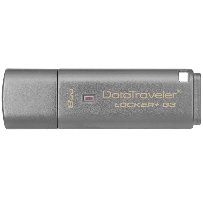 Kingston 8GB DataTraveler Locker+ G3 USB 3.0 Flash Drive - 80Mb/s - Cloud Back-Up
