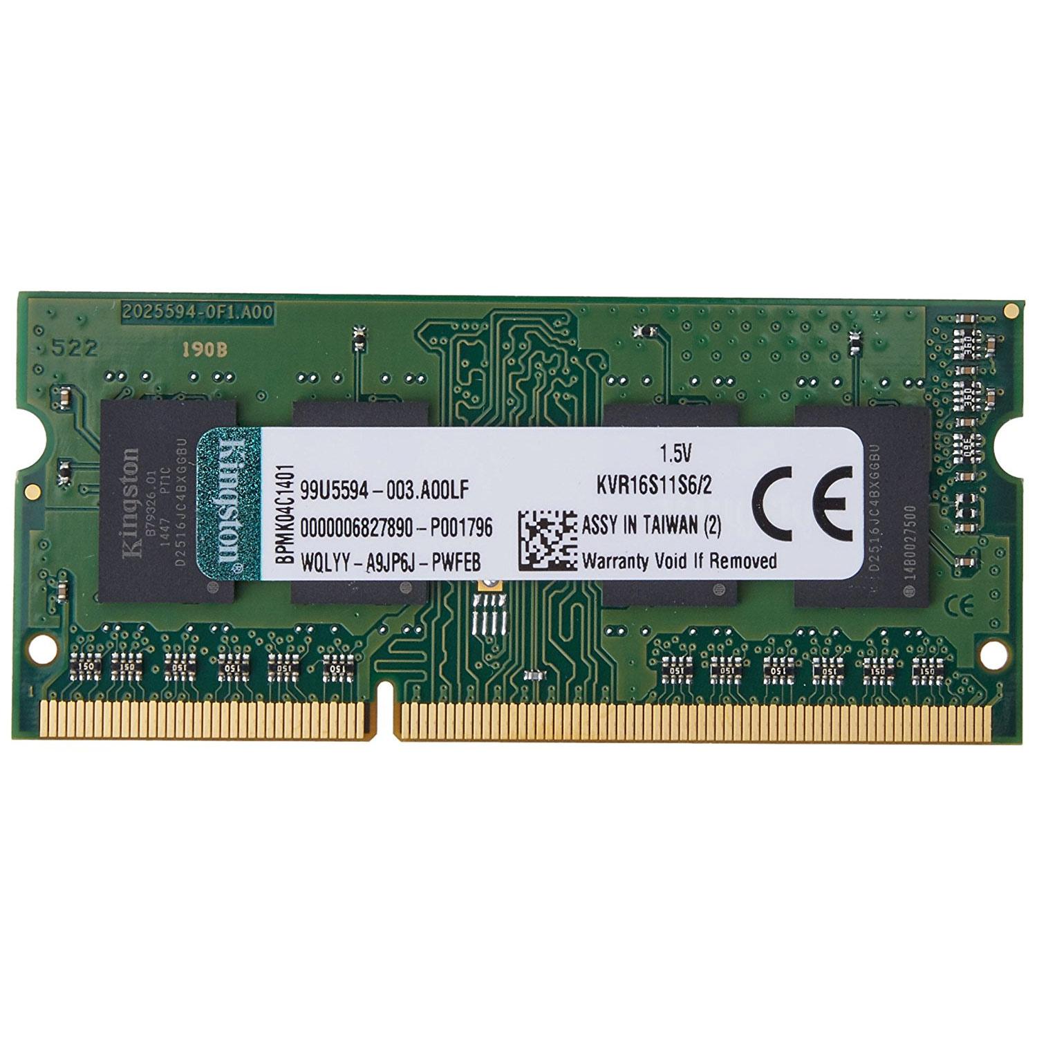 Kingston ValueRAM 2GB 1600MHz DDR3 Non-ECC 204-Pin CL11 SODIMM Laptop Memory Module