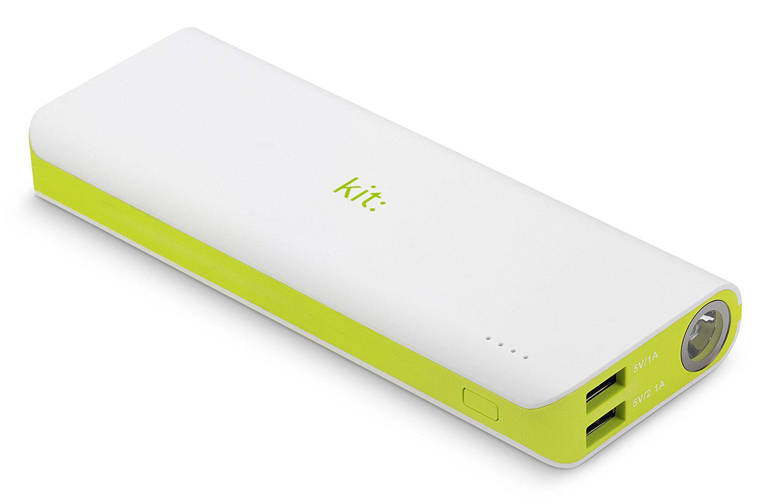 Kit 12000mAh Portable Phone Battery Charger + LED Flashlight - White