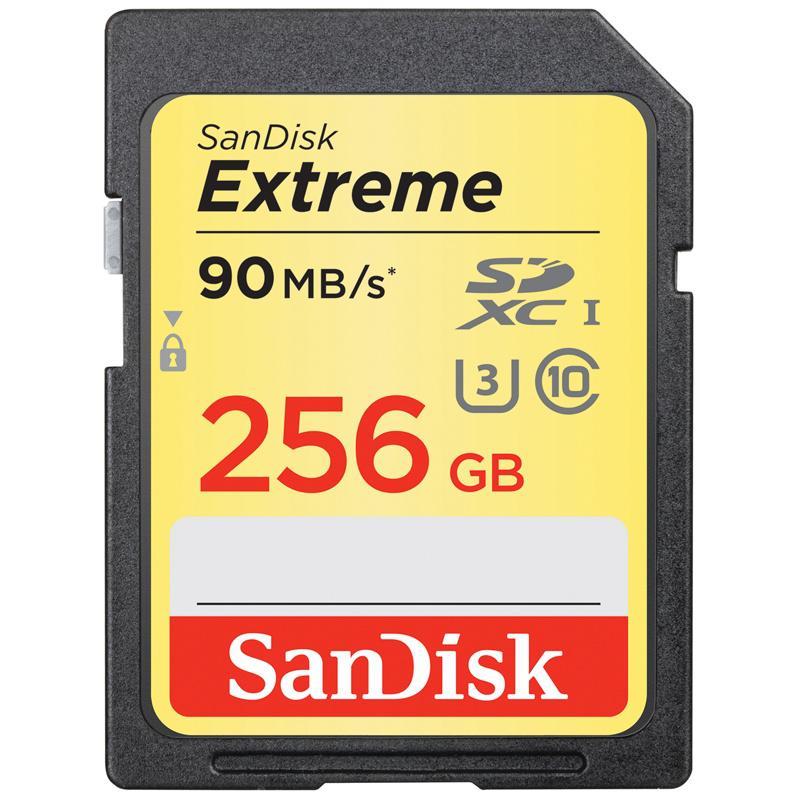 SanDisk 256GB Extreme SD Card (SDXC) UHS-I U3 - 90MB/s