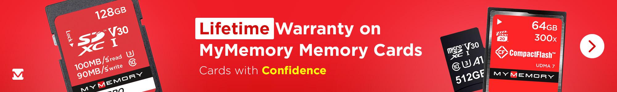 Lifetime Warranty on MyMemory Memory Cards! Cards with Confidence