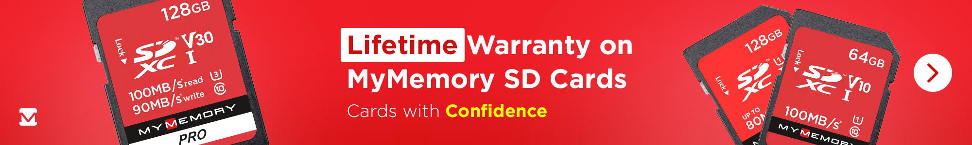 Lifetime Warranty on MyMemory SD Cards! Cards with Confidence